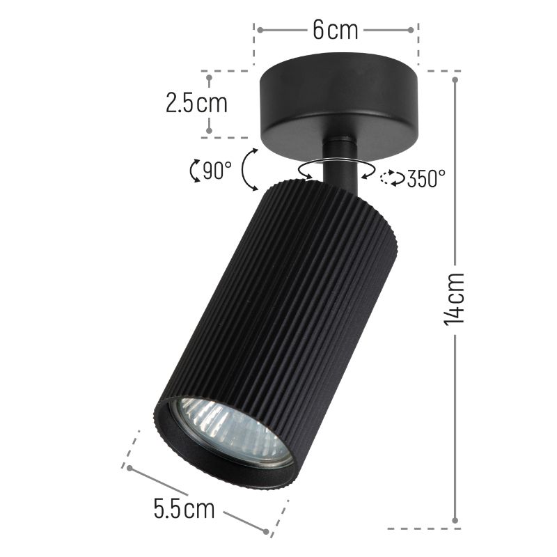 Lampa punktowa, DPM, GU10, czarna, 1szt