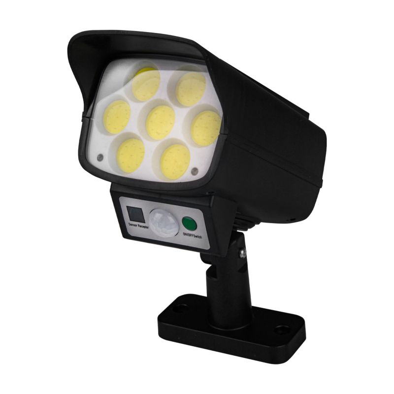 Lampa solarna LED MasterLED atrapa kamery 12W IP65 6000K z czujnikiem ruchu PIR czarna 1 szt.