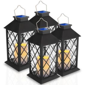 Lampa Solarna Lumiled Ogrodowa Latarnia LED Stojąca IP44 Wisząca Czarna Latarenka 4 szt.