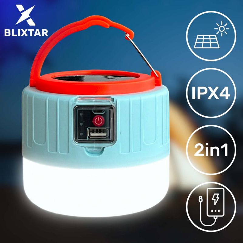 Lampa Solarna Turystyczna Kempingowa 2w1 Blixtar B-S-LANTERN-2in1 Powerbank 1 szt.