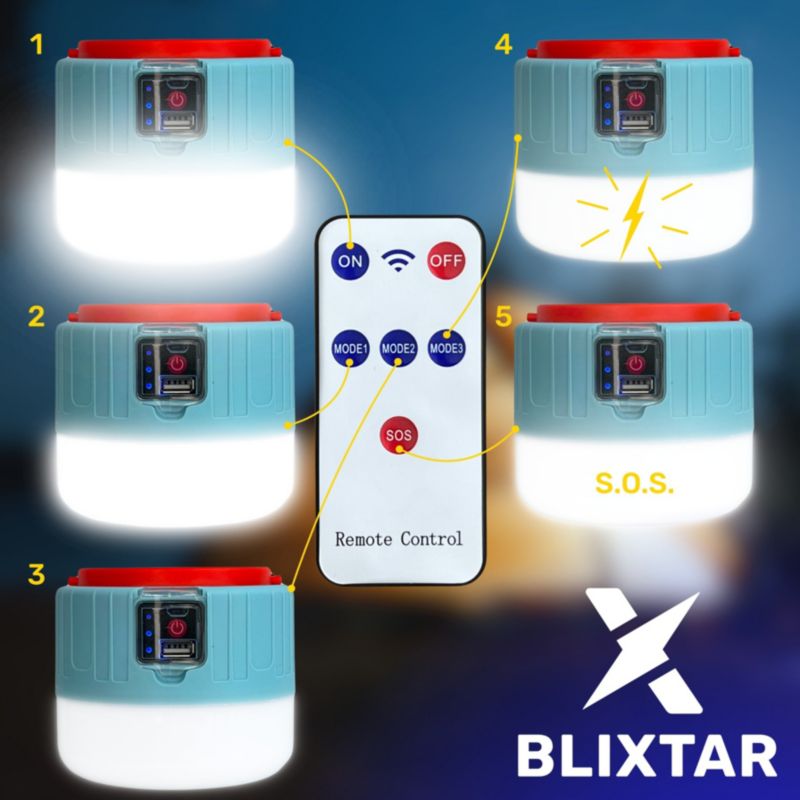Lampa Solarna Turystyczna Kempingowa 2w1 Blixtar B-S-LANTERN-2in1 Powerbank 1 szt.