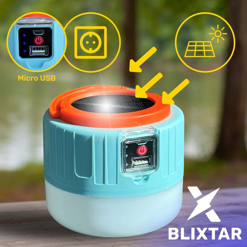 Lampa Solarna Turystyczna Kempingowa 2w1 Blixtar B-S-LANTERN-2in1 Powerbank 1 szt.