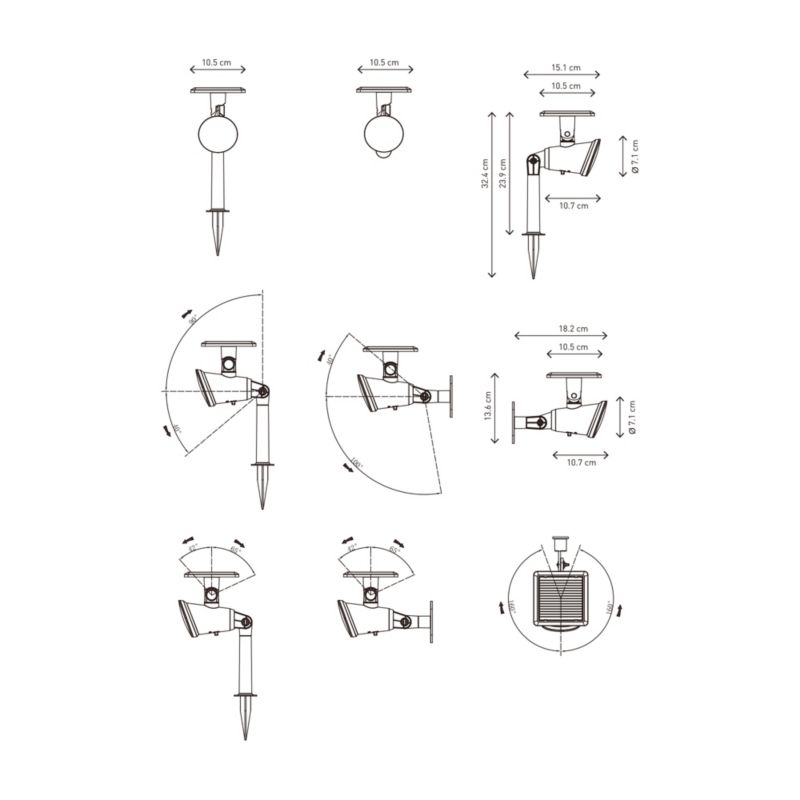 Lampa solarna wbijana kinkiet Manly 2 w 1 czarny
