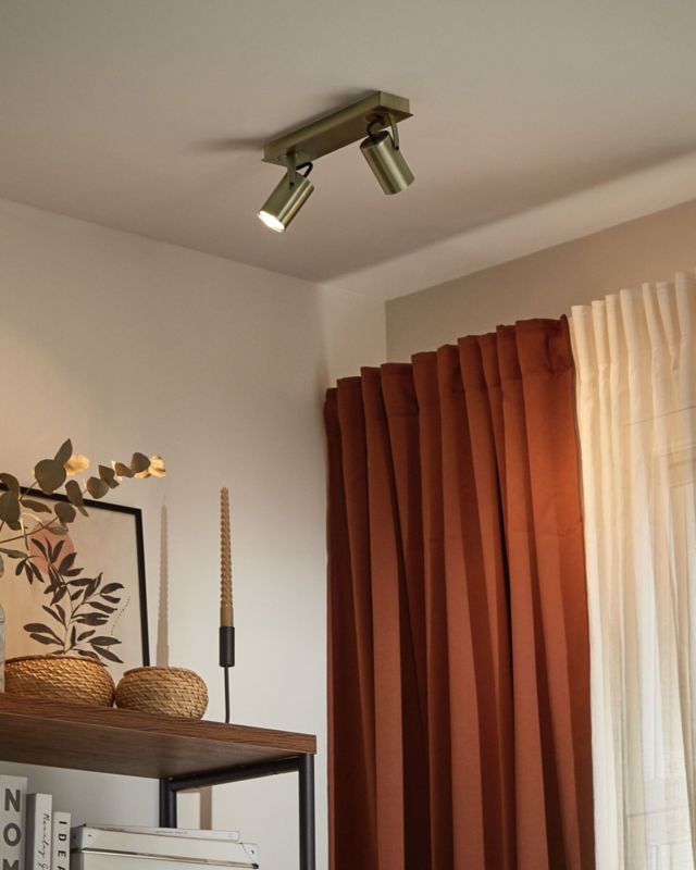 Lampa spot 2-punktowa Klip Regulowana Metal Mosiężny 1szt.
