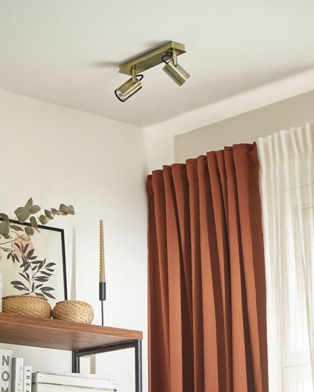 Lampa spot 2-punktowa Klip Regulowana Metal Mosiężny 1szt.