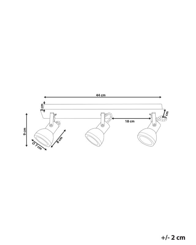 Lampa spot 3-punktowa Baro Regulowana Metal Czarny 1szt.