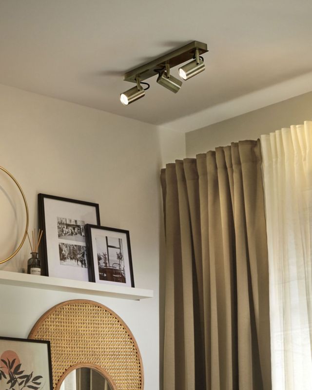 Lampa spot 3-punktowa Klip Regulowana Metal Mosiężny 1szt.