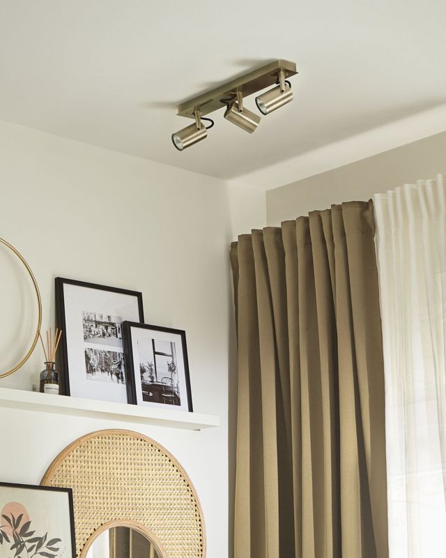 Lampa spot 3-punktowa Klip Regulowana Metal Mosiężny 1szt.
