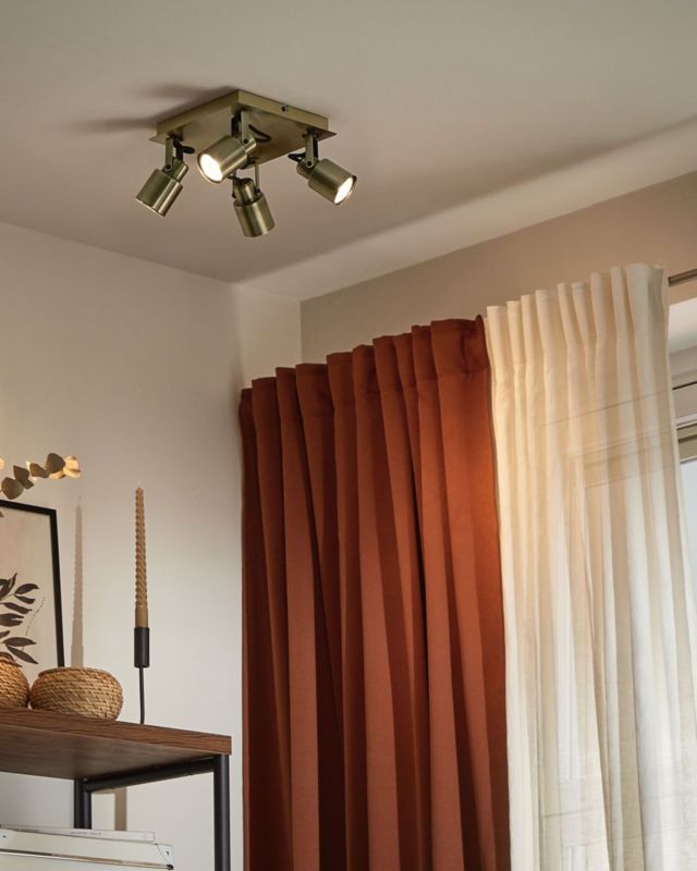 Lampa spot 4-punktowa Bonte Regulowana Metal Mosiężny 1szt.