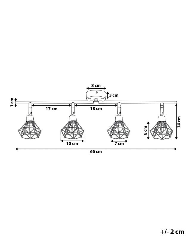 Lampa spot 4-punktowa Erma Regulowana Metal Złoty 1szt.