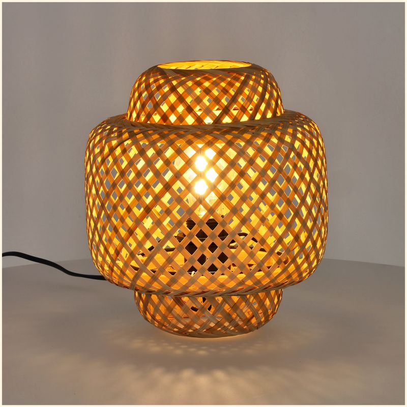 Lampa stołowa boho beżowa bambusowy pleciony klosz 1xE27 60W BOHO BONN MINI Kobi 1 szt.
