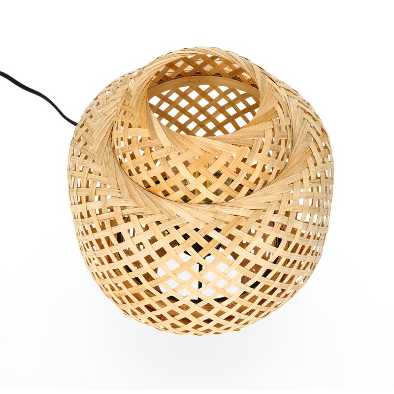 Lampa stołowa boho beżowa bambusowy pleciony klosz 1xE27 60W BOHO BONN MINI Kobi 1 szt.