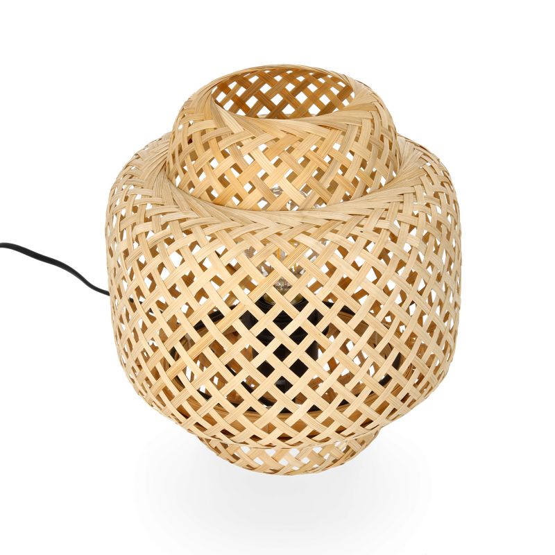 Lampa stołowa boho beżowa bambusowy pleciony klosz 1xE27 60W BOHO BONN MINI Kobi 1 szt.