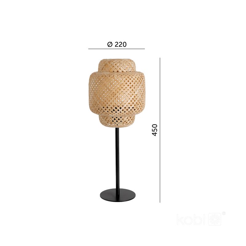 Lampa stołowa boho beżowo-czarna bambusowy pleciony klosz 1xE27 60W BOHO BONN ST MINI Kobi 1 szt.
