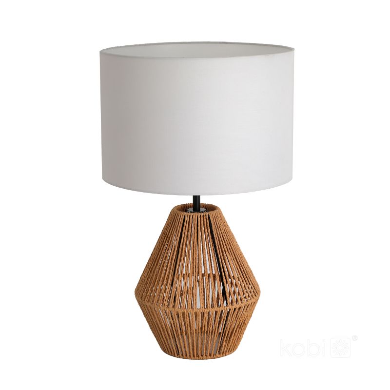 Lampa stołowa boho biało-beżowa jutowa podstawa z abażurem 1xE27 60W BOHO SIBU ST Kobi 1 szt.