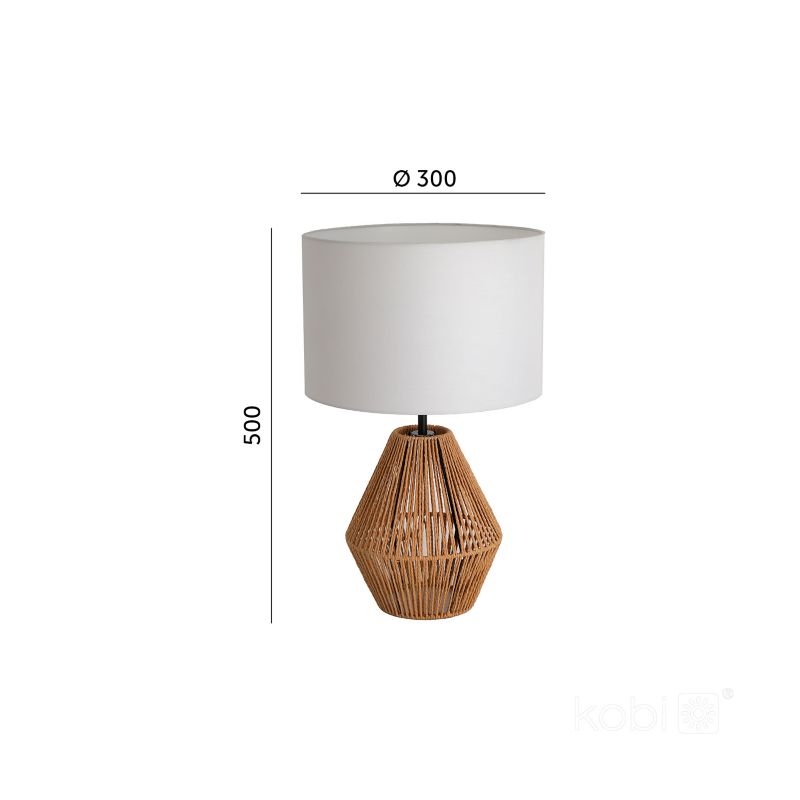 Lampa stołowa boho biało-beżowa jutowa podstawa z abażurem 1xE27 60W BOHO SIBU ST Kobi 1 szt.