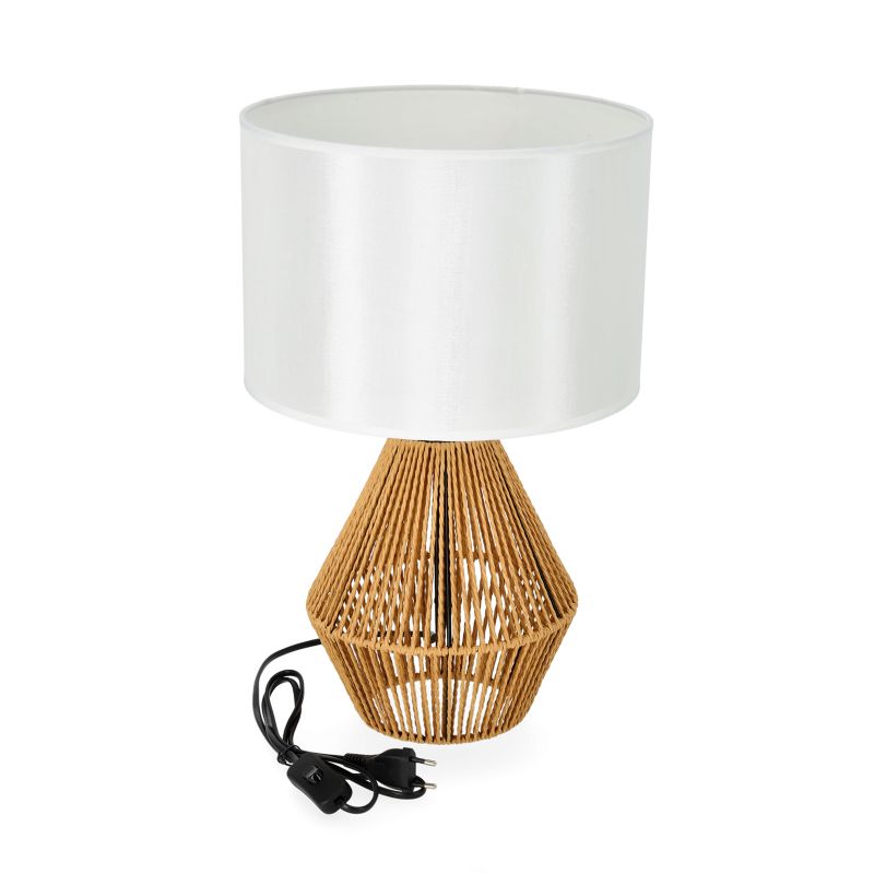 Lampa stołowa boho biało-beżowa jutowa podstawa z abażurem 1xE27 60W BOHO SIBU ST Kobi 1 szt.