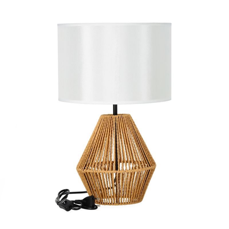 Lampa stołowa boho biało-beżowa jutowa podstawa z abażurem 1xE27 60W BOHO SIBU ST Kobi 1 szt.