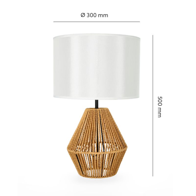 Lampa stołowa boho biało-beżowa jutowa podstawa z abażurem 1xE27 60W BOHO SIBU ST Kobi 1 szt.