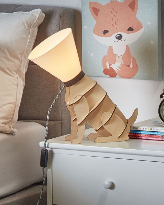 Lampa stołowa Isna Jasne drewno Biały 1szt.
