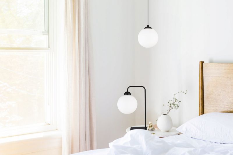 Lampa stołowa nocna Light Home Florece 1x E27 60W klosz szklany biały/czarny 1szt.