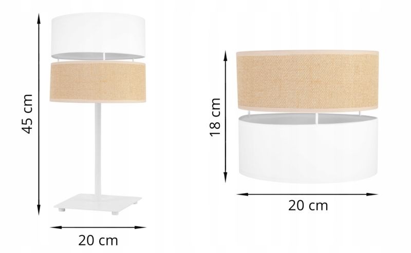 Lampa stołowa nocna Light Home Juta 1x E27 60W abażur 20cm biały 1szt.