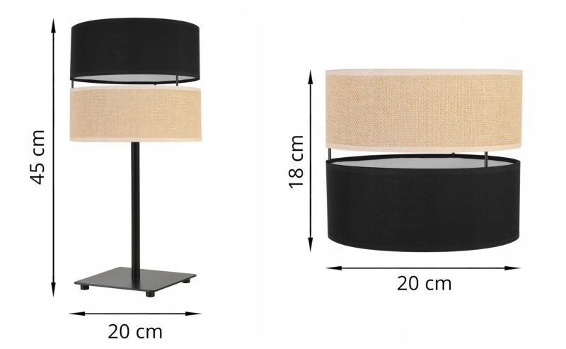 Lampa stołowa nocna Light Home Juta 1x E27 60W abażur 20cm czarny 1szt.