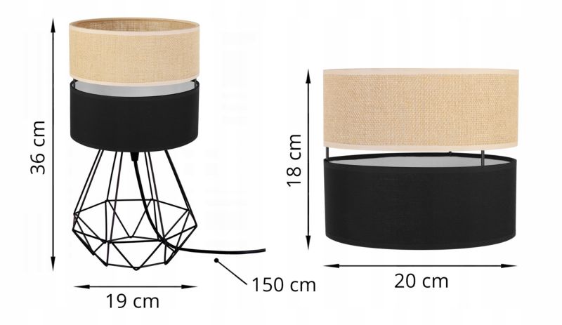 Lampa stołowa nocna Light Home Juta Pago 1x E27 60W beż/czarny 20cm 1szt.
