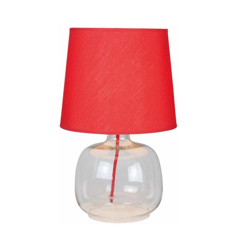 Lampa Stołowa SPOT Light  1xE27 40W Wyrazista Czerwień oraz Przezroczysta Szklana Podstawa,Polski Producent, 1 szt.