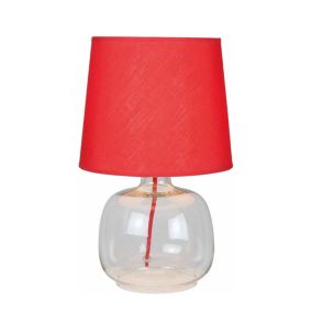 Lampa Stołowa SPOT Light  1xE27 40W Wyrazista Czerwień oraz Przezroczysta Szklana Podstawa,Polski Producent, 1 szt.