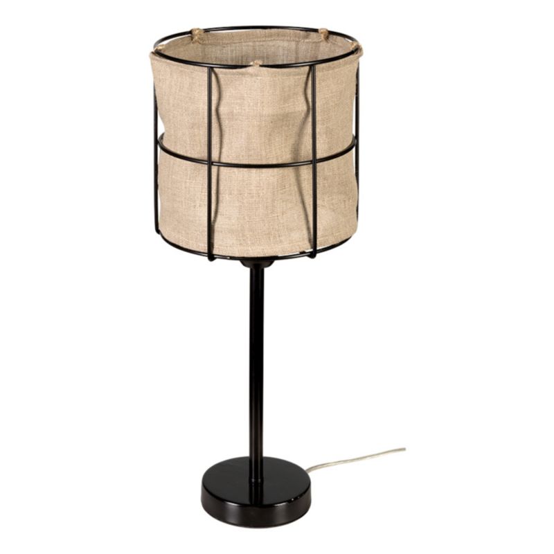 Lampa Stołowa SPOT Light 1xE27 Max.15W LED Klasyczne Połączenie Czerni i Beżowego Lnu, Polski Producent, 1 szt.
