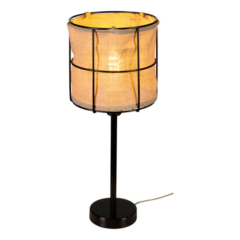 Lampa Stołowa SPOT Light 1xE27 Max.15W LED Klasyczne Połączenie Czerni i Beżowego Lnu, Polski Producent, 1 szt.