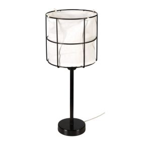 Lampa Stołowa SPOT Light 1xE27 Max.15W LED Nowoczesne Połączenie Czarnej Podstawy i Białego Lnu, Polski Producent 1 szt.