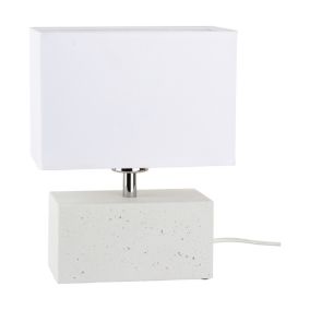 Lampa Stołowa SPOT Light 1xE27 Max.25W Biały Beton z Białą Tkaniną, Polski Producent, 1 szt.