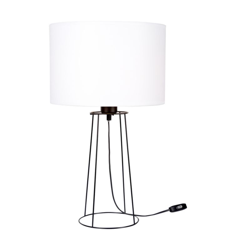 Lampa Stołowa SPOT Light  1xE27 Max.25W Elegancka Czerń w Połączeniu z Białą Tkaniną, Polski Producent, 1 szt.