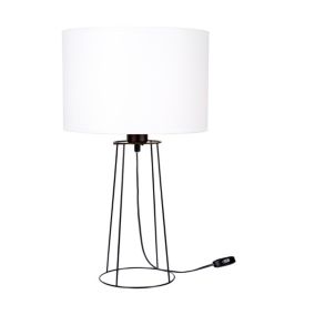 Lampa Stołowa SPOT Light  1xE27 Max.25W Elegancka Czerń w Połączeniu z Białą Tkaniną, Polski Producent, 1 szt.