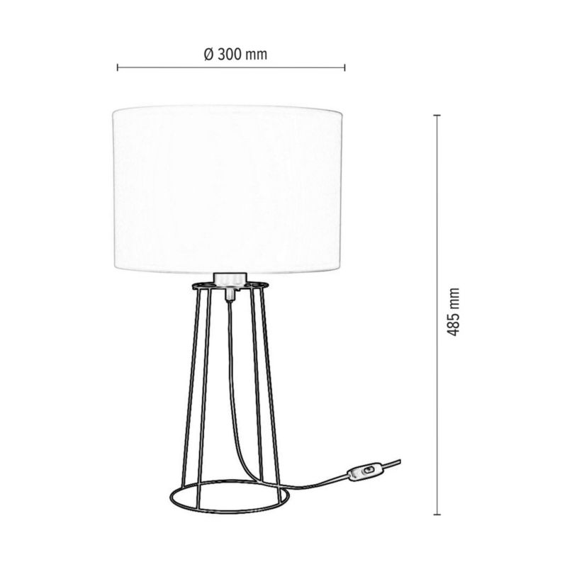 Lampa Stołowa SPOT Light  1xE27 Max.25W Elegancka Czerń w Połączeniu z Białą Tkaniną, Polski Producent, 1 szt.