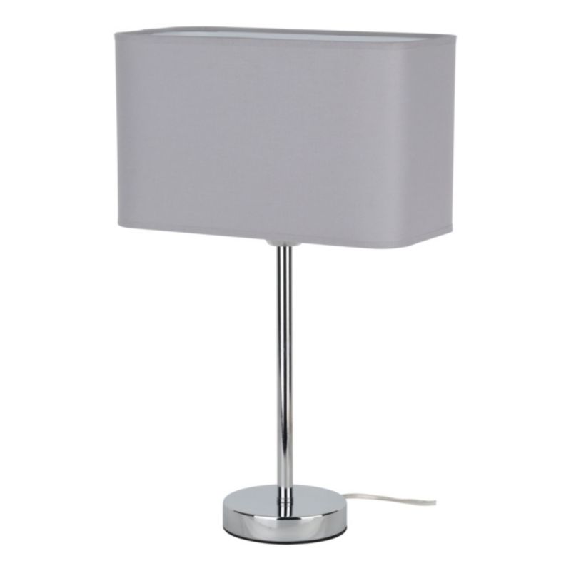 Lampa Stołowa SPOT Light 1xE27 Max.25W Klasyczne Połączenie Chromu i Szarego Abażuru, Polski Producent, 1 szt.
