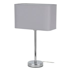Lampa Stołowa SPOT Light 1xE27 Max.25W Klasyczne Połączenie Chromu i Szarego Abażuru, Polski Producent, 1 szt.