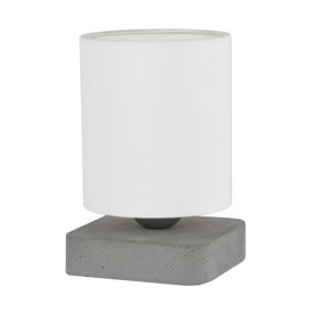 Lampa Stołowa SPOT Light  1xE27 Max.25W Połączenie Szarego Betonu z Białą Tkaniną, Polski Producent, 1 szt.