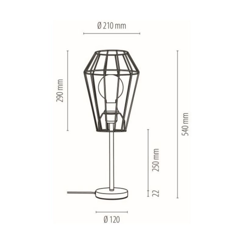 Lampa Stołowa SPOT Light 1xE27 Max.25W Subtelna Czerń w Nowoczesnym Stylu, Polski Producent, 1 szt.