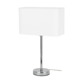 Lampa Stołowa SPOT Light 1xE27 Max.25W Subtelne Połączenie Chromu z Białym Abażurem, Polski Producent, 1 szt.