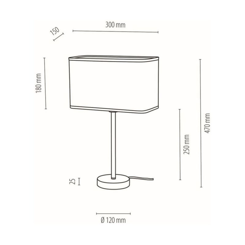 Lampa Stołowa SPOT Light 1xE27 Max.25W Subtelne Połączenie Chromu z Białym Abażurem, Polski Producent, 1 szt.