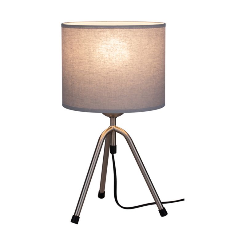 Lampa Stołowa SPOT Light  1xE27 Max.40W Klasyczne Połączenie Satyny z Jasnoszarą Tkaniną, Polski Producent, 1 szt.