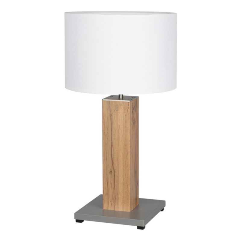 Lampa Stołowa SPOT Light 1xE27 Max.40W Okleina Dębowa MDF z Białym Abażurem, Polski Producent, 1 szt.