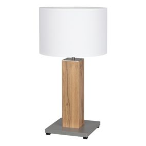 Lampa Stołowa SPOT Light 1xE27 Max.40W Okleina Dębowa MDF z Białym Abażurem, Polski Producent, 1 szt.