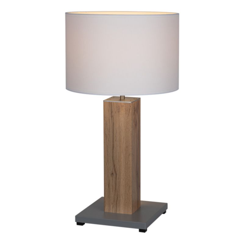 Lampa Stołowa SPOT Light 1xE27 Max.40W Okleina Dębowa MDF z Białym Abażurem, Polski Producent, 1 szt.
