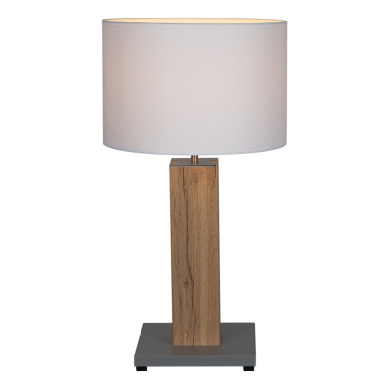 Lampa Stołowa SPOT Light 1xE27 Max.40W Okleina Dębowa MDF z Białym Abażurem, Polski Producent, 1 szt.