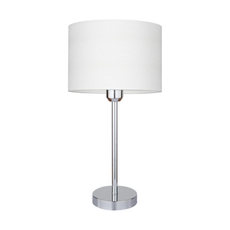 Lampa Stołowa SPOT Light 1xE27 Max.40W Połączenie Chromu z Tkaniną z Wzorem w Drewno, Polski Producent, 1 szt.