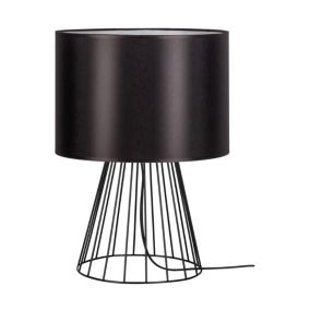 Lampa Stołowa SPOT Light 1xE27 Max.40W Połączenie Czarnej Podstawy z Czarnym Abażurem, Polski Producent, 1 szt.